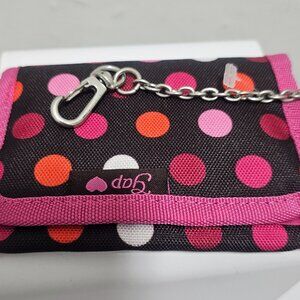 Gap  Polka Dot Tri-Fold Wallet Chain Accent Black Pink Orange White Women's